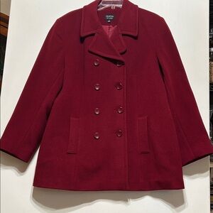 Vintage Halston Women’s Classic Red Double Breasted Pea Coat Sz 18 70’s 80’s